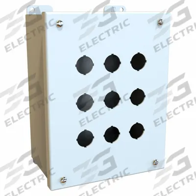 HAMMOND Push Button Enclosure: 22mm, 9 Holes, Carbon Steel - Enclosures for 22mm Operators