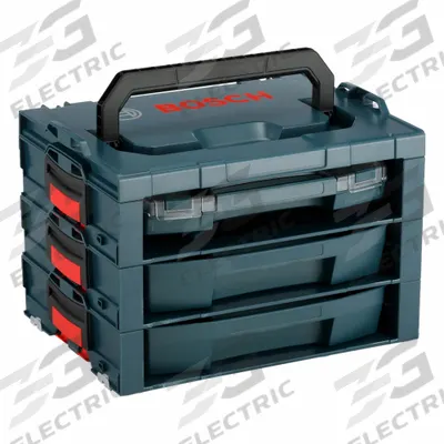 BOSCH Tool Case: 13 1/2 in W 17 1/2 in D 12 in H, Plastic, Blue - Plastic Tool Boxes with Drawers