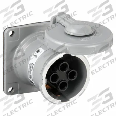 HUBBELL Pin and Sleeve Receptacle: Black, 250V AC, Single Phase, 60 A, 2 Pole - Watertight Receptacles