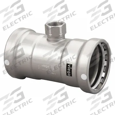 VIEGA MEGAPRESS Crimp Tee Fitting: 3 in Pipe x 3 in Pipe x 3/4 in Pipe Size, Steel - Steel Press Pipe Fittings