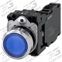 SIEMENS Illuminated Push Button: Illuminated, Flush Profile, Non-Metallic, 22 mm, 1NO/1NC (MPN 3SU1152-0AB50-1FA0). Key specifications — Brand: SIEMENS; Action: Momentary; Series: 3SU; Push Button Material Type: Non-Metallic.