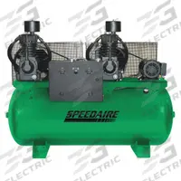 SPEEDAIRE Electric Air Compressor: 7.5 hp, 2 Stage, Horizontal, 120 gal, 50.2 cfm, 175 psi (MPN 35WC62). Key specifications — attr48430: SPEEDAIRE; attr48445: 60 Hz; attr48448: Oil Sight Glass; attr48450: 208-230V AC; attr48474: Single; attr48487: Horizontal.