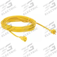 APPROVED VENDOR Extension Cord: Indoor Use, 50 ft Lg, Outlet, 5-15P, 16/3, SPT-2, Yellow, 125V AC (MPN 1FD59). Key specifications — Brand: APPROVED VENDOR; Temperature Rating: 32° to 167°F; NEMA Plug Configuration: 5-15P.