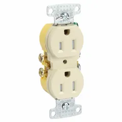 HUBBELL Receptacle: Duplex, 5-15, Ivory, 125V AC, 15 A, 2 Pole / 3 Wire (MPN RR15SITR)