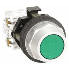 EATON Flush Push Button Operator: Non-Illuminated, Flush Profile, Metallic, 30 mm, 1NC (MPN HT8AAGB). Key specifications — Brand: EATON; Action: Momentary; Series: HT800; Push Button Material Type: Metallic.