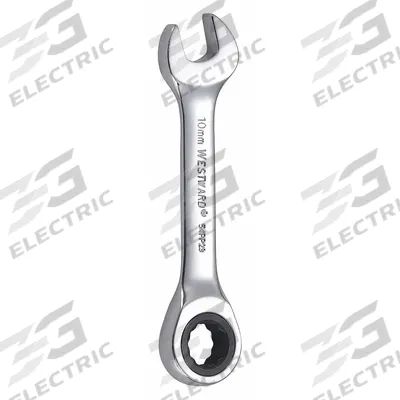 WESTWARD Combination Wrench: Alloy Steel, Chrome, 10 mm Head Size, 3 3/4 in Overall Lg - Metric 12-Point Ratcheting Combination Wrenches