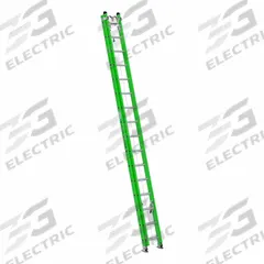 WERNER Extension Ladder: 32 ft Ladder Size, Fiberglass, 375 lb Load Capacity, 65 lb Wt, 2 Sections (MPN B7132-2X9294). Key specifications — Color: Green; Brand: WERNER; Included Features: Rope and Pulley; Removable Fly: Removable.