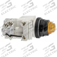 SCHNEIDER ELECTRIC Pilot Light: 30 mm Panel Mounting Size, Amber, Incandescent, 9001SK Series (MPN 9001SKT1A31). Key specifications — Series: 9001SK; Brand: SCHNEIDER; Includes Push-To-Test: Push-To-Test Included.