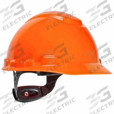 SECUREFIT Hard Hat: Orange, No Graphics, Ratchet (4-Point), Polyethylene, 3M, Securefit - General Purpose Front-Brim Hard Hats (Type 1, Class E)