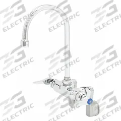 T&S BRASS Gooseneck Bar Faucet: Centerset, Wall, Brass, 13.8 gpm Flow Rate, 2 Mounting Holes, Chrome (MPN B-0341). Key specifications — Brand: T&S BRASS.