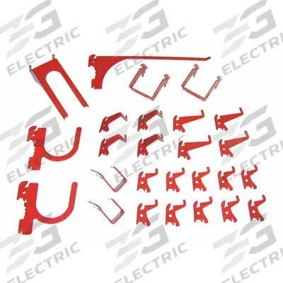 WALL CONTROL Slotted Toolboard Hook Kit: 20 Hooks, Red, Steel - Hook Assortments for Slotted Pegboard