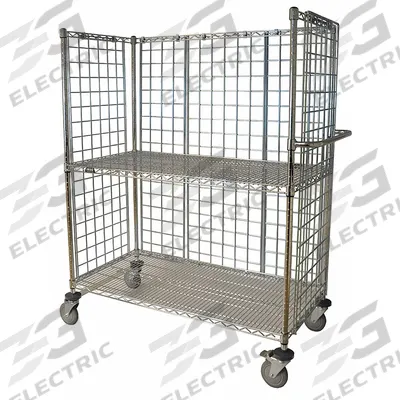 APPROVED VENDOR Stock Cart: 1,000 lb, Overall Dim. 24 in L x 48 in W x 60 in H, Adj - Single-Side-Access with Wire Shelves