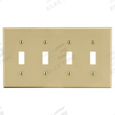 HUBBELL Wall Plate: Toggle, 4 Gang, Ivory - General Purpose Wall Plates
