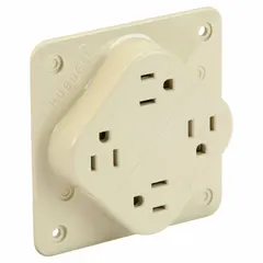 HUBBELL Receptacle: Quad, 5-15, Ivory, 125V AC, 15 A, 2 Pole / 3 Wire (MPN HBL415I)
