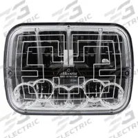 MAXXIMA Headlight: Headlight, LED, Heated, High Beam/Low Beam, Surface Mount, Bracket, Rectangular (MPN MHLE-5X7HILO-MH). Key specifications — Heated: Heated; Lighting Technology: LED; Beam Type: High Beam; Electrical Connection: H4 3-Pin Connector; Mount Type: Bracket; Brand: MAXXIMA; Mount Style: Surface.