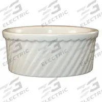 ITI Swirl Souffle Dish: 21 oz Capacity, 2 1/4 in Overall Dp, 5 7/8 in Overall Dia, American White (MPN SOFS-20-AW). Key specifications — Material: Vitrified Stoneware; Brand: ITI; Color: American White.