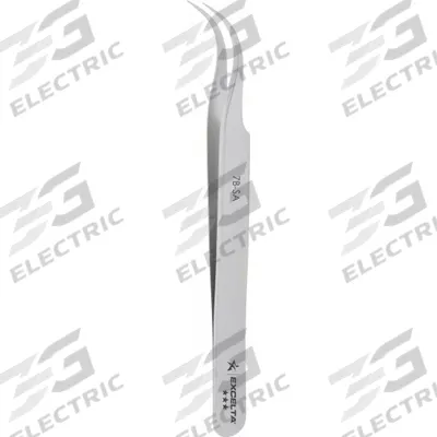 EXCELTA Tweezers: Stainless Steel, Point, Curved Tip - Wafer-Handling Tweezers