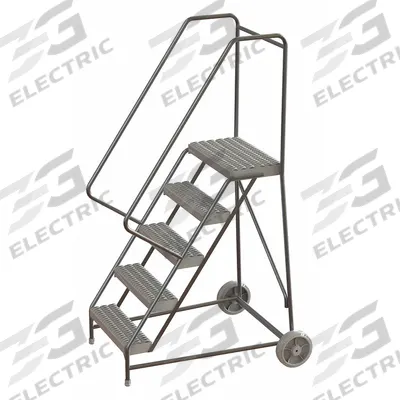 TRI-ARC Wheelbarrow Ladder: 4.2 ft Platform Ht, Assembled, No Locking Mechanism - Aluminum Tilt-&-Roll Ladders