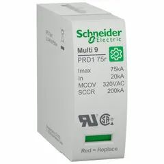 SCHNEIDER ELECTRIC Surge Arrester Cartridge: 277 V, For PRD175r Surge Protection Device (MPN M9LC320). Key specifications — Max. Continuing Operating Voltage: 277 V; For Use With: PRD175r Surge Protection Device; Brand: SCHNEIDER.