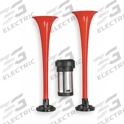 WOLO Electric Horn: 12V DC, Low Tone, Electric, Red, Unfinished, 120 dB Sound Level - Max - Electric-Powered Horns