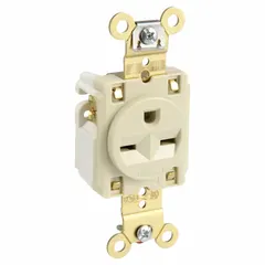 HUBBELL Receptacle: Single, 6-15, Ivory, 250V AC, 15 A, 2 Pole / 3 Wire (MPN HBL5661I)