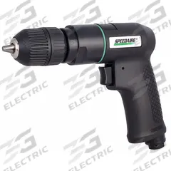 SPEEDAIRE Air-Powered Drill: 3/8 in Chuck, Medium Duty, 2,600 RPM, 0.5 hp, Keyless (MPN 21AA68). Key specifications — attr1320790: SPEEDAIRE.