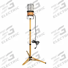 APPROVED VENDOR Tripod Job Site Light: 20,000 lm Max Brightness, LED, 1, 1 Brightness Levels, Yellow (MPN 820DC9). Key specifications — Frame Color: Yellow; Lighting Technology: LED; Operating Voltage: 120V AC; Brand: APPROVED VENDOR; No. of Brightness Levels: 1.