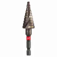 MILWAUKEE Step Drill Bit: 3/16" to 3/4", TiAlN-Coated HSS, Impact Rated, Quick-Change Hex Shank (MPN 48-89-9243). Key specifications — attr1234936: Impact Rated.