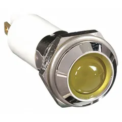 APPROVED VENDOR Raised Panel Light: 12 mm Panel Mounting Hole Dia, LED, Yellow, Raised Head, M12 (MPN 24M116). Key specifications — Brand: APPROVED VENDOR; Electrical Connection: 0.11 Male Quick Disconnect.