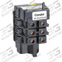 CONDOR USA, INC Thermal Overload (MPN SK-R3/24). Key specifications — Brand: CONDOR USA, INC; Max Current Setting: 24 A; Min Current Setting: 20 A; Phase: Three; Product Type: Thermal Overload for MDR 3 Pressure Switch; Voltage: 600V AC; Manufacturer Part Number: SK-R3/24.