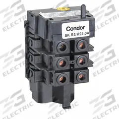 CONDOR USA, INC Thermal Overload (MPN SK-R3/24). Key specifications — Brand: CONDOR USA, INC; Max Current Setting: 24 A; Min Current Setting: 20 A; Phase: Three; Product Type: Thermal Overload for MDR 3 Pressure Switch; Voltage: 600V AC; Manufacturer Part Number: SK-R3/24.