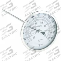 APPROVED VENDOR Dial Thermometer: 0°F to 250°F /-20°C to 120°C, 12 in Stem Lg, 5 in Dial Dia (MPN 1NGD9). Key specifications — Accuracy: ±1 % @ 41 to 200 °F, ±1.5 % Otherwise; Brand: APPROVED VENDOR.