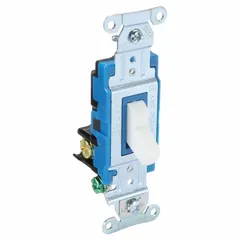 BRYANT Wall Switch: Toggle Switch, 3-Way, Maintained, White, 120/277V AC, 15 A (MPN 4803BW). Key specifications — Illuminated: No; Voltage Rating: 120/277V AC.