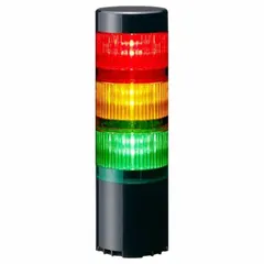 PATLITE Tower Light Assembly: 3 Tier, Sounder Tier Included, IP65, Amber/Green/Red, USB, Wire Leads (MPN LR6-3USBK-RYG). Key specifications — Manufacturer Part Number: LR6-3USBK-RYG; Brand: PATLITE; Operating Voltage: 5V DC; Light Tier Color: Red.