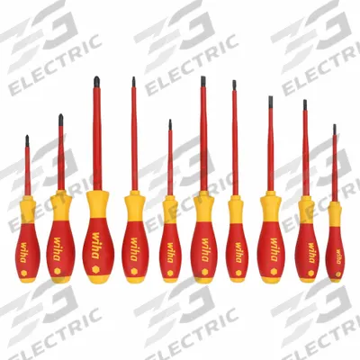 WIHA Insulated Screwdriver Set: 1-10 Pieces, 10 Pieces, Phillips/Slotted/Square Tip - Insulated Screwdriver Sets