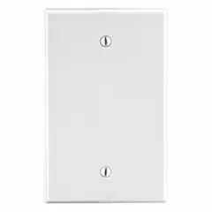 HUBBELL Wall Plate: Blank, 1 Gang, White, Midsize Size (MPN PJ13W). Key specifications — Brand: HUBBELL; Material: Polycarbonate.