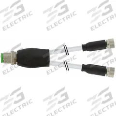MURRELEKTRONIK Cordset: M12 Male Straight X (2) M8 Female Straight, PUR, Gray, 0.3 m Cable Lg (MPN 7000-40821-2300030). Key specifications — Cable Jacket Color: Gray; IP Rating: IP65; Wire Size: 0.25 sq mm; Brand: MURRELEKTRONIK.