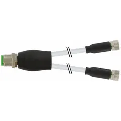 MURRELEKTRONIK Cordset: M12 Male Straight X (2) M8 Female Straight, PUR, Gray, 0.3 m Cable Lg (MPN 7000-40821-2300030). Key specifications — Cable Jacket Color: Gray; IP Rating: IP65; Wire Size: 0.25 sq mm; Brand: MURRELEKTRONIK.