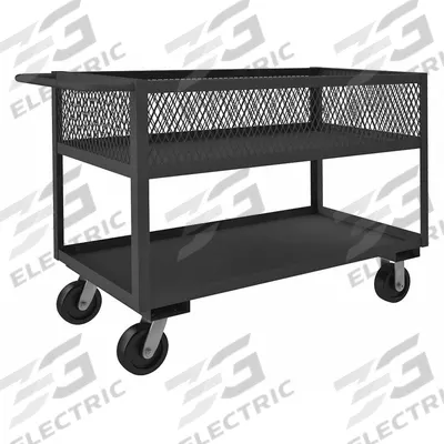 APPROVED VENDOR Utility Cart: 3,600 lb, 48 in L x 24 in W Shelf, 2 Shelves, Gray - Utility Carts With See-Through Ventilated Walls