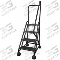 COTTERMAN Rolling Ladder: 3 ft Platform Ht, Partially Assembled, Steel, Wt-Actuated Auto-Lock (MPN ST-403 A2 C7 P5). Key specifications — Includes Handrails: Handrails Included; Material: Steel; Brand: COTTERMAN; Color: Black.