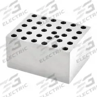 OHAUS Modular Block: Anodized Aluminum, 1 7/8 in Overall Wd, 2 3/4 in Overall Lg, 30 Wells, 0.5 mL (MPN 30400157). Key specifications — Product Type: Dry Bath Block; Includes Thermometer Well: Yes; Material: Anodized Aluminum; Volume Capacity: 0.5 mL; Brand: OHAUS.