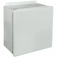 HOFFMAN Enclosure: Steel, 8 in x 8 in x 4 in, NEMA 12/13, Solid Cover, Hinged (MPN A808CH). Key specifications — Brand: HOFFMAN; Closure Method: Clamps; Knockouts: Not Included.