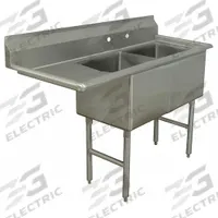 ADVANCE TABCO Scullery Sink: 2 Bowls, 43 in Overall Ht, 74 1/2 in Overall Lg, 29 1/2 in Overall Wd (MPN FC-2-2424-24L). Key specifications — Brand: ADVANCE TABCO.