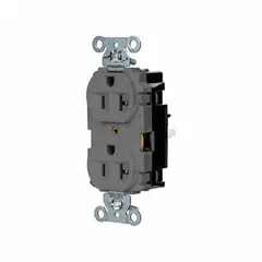 HUBBELL Receptacle: Duplex, 5-20, Gray, 125V AC, 20 A, 2 Pole / 3 Wire (MPN 5362STGY)