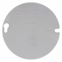 CANTEX Plastic Ring Cover: Blank, PVC, 4 in Overall Wd, 0.13 in Overall Dp (MPN EZYKLR). Key specifications — Brand: CANTEX; Material: PVC; Cover Design: Blank.