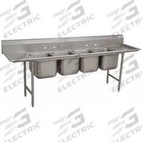 ADVANCE TABCO Scullery Sink: 4 Bowls, 42 in Overall Ht, 122 in Overall Lg, 27 in Overall Wd (MPN 9-4-72-24RL). Key specifications — Brand: ADVANCE TABCO.