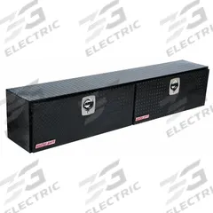 WEATHER GUARD Topside Truck Box: Topside Truck Box, Double Drop-Down Doors Lid, D-Handle, Aluminum (MPN 390-5-02). Key specifications — Brand: WEATHER GUARD; Color: Gloss Black; Lock Type: Keyed.