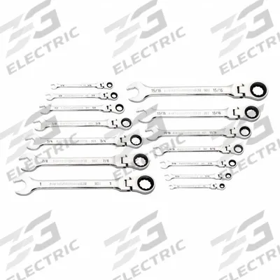 GEARWRENCH Combination Ratcheting Wrench Set: Alloy Steel, Full Polish Chrome, 14 Tools - SAE 12-Point Ratcheting Combination Wrench Sets