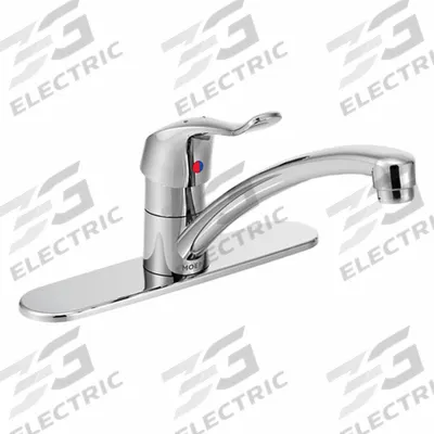 MOEN Low Arc Kitchen Faucet: M-Dura, Brass, Single-Post, Deck, 3 Mounting Holes - Single-Post Kitchen Faucets