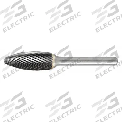WIDIA Carbide Bur: Flame, SH-06, Single Cut, 5/8" x 1 7/16" Head - Single-Cut Flame Burs